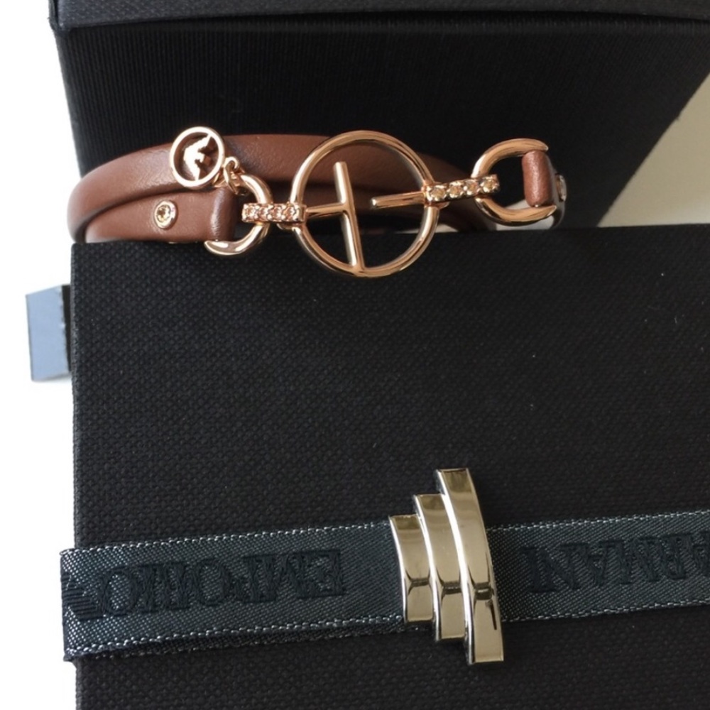 Emporio Armani Leather & Sterling silver Bracelet